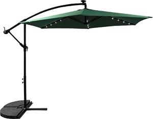 Aga Parasol ogrodowy skadany z regulacj i owietleniem LED 300 cm 3 m ciemno zielony