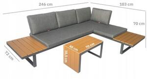 Zestaw mebli ogrodowych narożnik sofa stolik lekki komplet gród aluminium