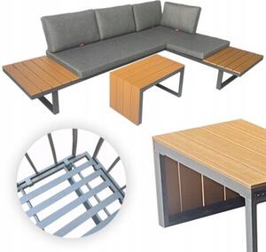 Zestaw mebli ogrodowych narożnik sofa stolik lekki komplet gród aluminium