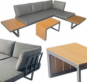 Zestaw mebli ogrodowych narożnik sofa stolik lekki komplet gród aluminium