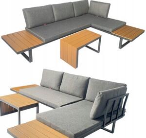 Zestaw mebli ogrodowych narożnik sofa stolik lekki komplet gród aluminium
