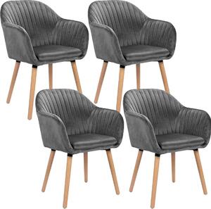 Krzesa do jadalni Happyment Deluxe - Velvet Grey - Krzesa do salonu z oparciem - Krzesa kuchenne - Fotele - Kuipstuhl - Zestaw 4 szt