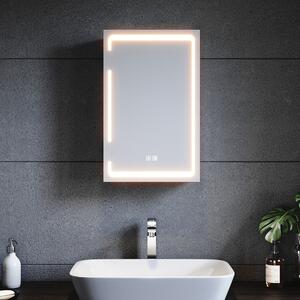 SONNI Metalowa szafka lustrzana z owietleniem LED 38x60x14 cm, ciemnialny przecznik dwudotykowy, 1 drzwi, Bezprzewodowa konstrukcja zawiasów, Szafka cienna, Szafka azienkowa