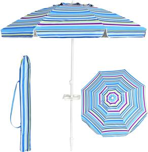 KOMFOTTEU parasol 200 cm, parasol plaowy z uchwytem na kubek i torb do przenoszenia, skadany pod ktem 30° z obu stron, parasol balkonowy ze skadan oson przeciwsoneczn, parasol ogrodowy na basen, pla, taras