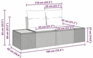 Zestaw Mebli Ogrodowych Komplet Wypoczynkowy Z Poduszkami 8-Częściowy Czarny Rattan Na Taras Balkon Ogród