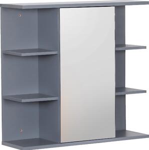 Szafka azienkowa Relaxdays z lustrem, 6 póek, 2 przegródki wewntrzne, wys. x szer. x g.: 64 x 62 x 21 cm, monta na cianie, szafka wiszca do azienki, biaa