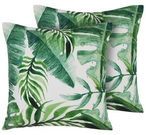 Zestaw 2 kwadratowych poduszek ogrodowych liście 45 x 45 cm zielony Pavelli Beliani