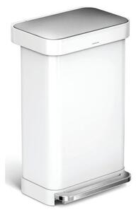 Simplehuman Kosz na śmieci z pedałem ze stali nierdzewnej biały 45 l z wkładem Pocket