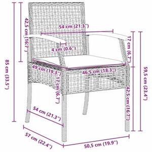 Zestaw Mebli Ogrodowych Komplet Jadalniany 5-Częściowy Czarny Rattan Na Taras Balkon Ogród