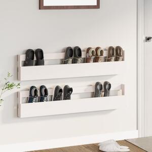 Ścienne półki na buty, 2 szt., biały, 110x9x23 cm, sosna