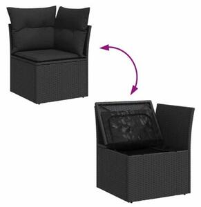 Zestaw Mebli Ogrodowych Komplet Wypoczynkowy Z Poduszkami 7-Częściowy Czarny Rattan Na Taras Balkon Ogród