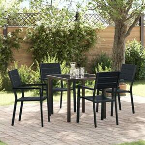 Zestaw Mebli Ogrodowych Komplet Jadalniany 5-Częściowy Czarny Metal Na Taras Balkon Ogród