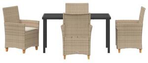 Zestaw Mebli Ogrodowych Komplet Jadalniany 5-Częściowy Beżowy Rattan Na Taras Balkon Ogród
