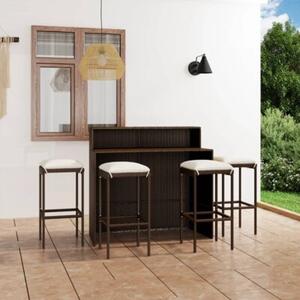 Zestaw Mebli Ogrodowych Komplet Barowy Z Poduszkami 5-Częściowy Brązowy Rattan Na Taras Balkon Ogród