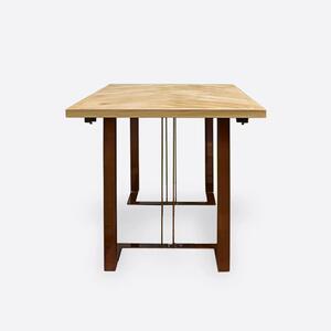 Stół z dębowego drewna na metalowych nogach MERIDIAN