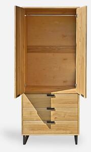 Dębowa szafa dwudrzwiowa z szufladami do sypialni HUGON