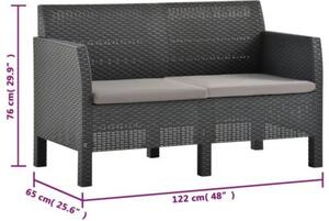 Zestaw Mebli Ogrodowych Komplet Wypoczynkowy Z Poduszkami 2-Częściowy Antracytowy Tworzywo Sztuczne Na Taras Balkon Ogród