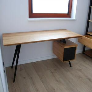 Nowoczesne biurko z drewna dębowego na metalowych nogach VITA II