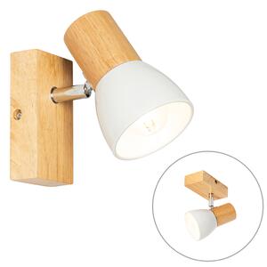 Landelijke wandlamp hout met wit verstelbaar - Thorin Oswietlenie wewnetrzne