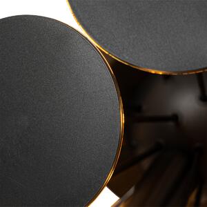 Designerska lampa sufitowa czarna ze złotem 54cm 3-punktowa - Cerchio Oswietlenie wewnetrzne