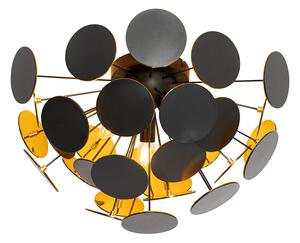 Designerska lampa sufitowa czarna ze złotym 54 cm 3 światła - Cerchio Oswietlenie wewnetrzne