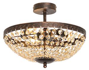 Klasyczna lampa sufitowa brązowa z kryształowymi 3 punktami świetlnymi - Mondrian Oswietlenie wewnetrzne