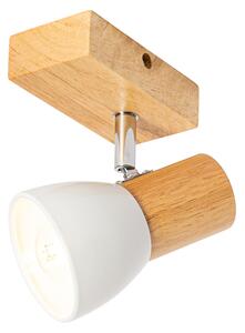 Drewniany Kinkiet / Lampa scienna wiejski z białą regulacją - Thorin Oswietlenie wewnetrzne