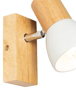 Drewniany Kinkiet / Lampa scienna wiejski z białą regulacją - Thorin Oswietlenie wewnetrzne