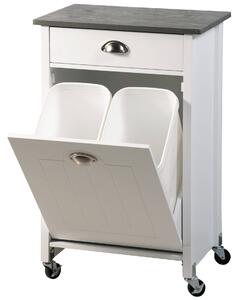 Wózek kuchenny wyposażony w kosz do segregacji odpadów, praktyczny i stylowy pomocnik kuchenny