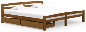 Rama łóżka z 2 szufladami, miodowy brąz, sosna, 180 x 200 cm