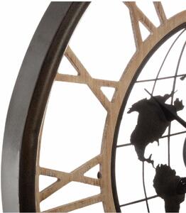 Zegar na ścianę z mapą świata i rzymskimi cyframi, Ø 67 cm