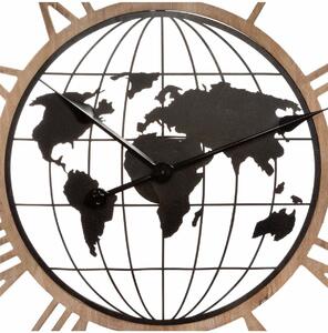 Zegar na ścianę z mapą świata i rzymskimi cyframi, Ø 67 cm