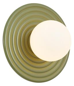 Retro Lampa ścienna zielona z okrągłym kloszem opalowym 20 cm IP44 - Lila