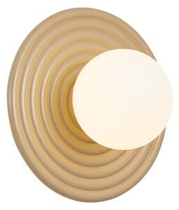 Lampa ścienna retro taupe z okrągłym kloszem opalowym 20cm IP44 - Lila