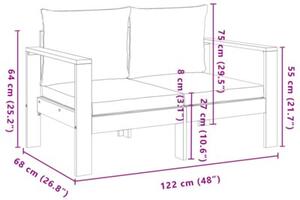 Zestaw Mebli Ogrodowych Komplet Wypoczynkowy Z Poduszkami 3-Częściowy Drewno Na Taras Balkon Ogród