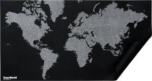 Dekoracja ścienna Dear World mapa świata czarna z nazwami miast