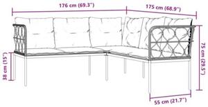Zestaw Mebli Ogrodowych Komplet Wypoczynkowy Z Poduszkami Czarny Metal Na Taras Balkon Ogród