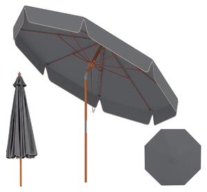 KOMFOTTEU 300 CM Parasol ogrodowy, duy parasol falisty z regulacj nachylenia o 30° za pomoc przycisku, parasol typu marketowego z drewnianym trzonkiem z buku i 8 ebrami z wókna szklanego, parasol wiszcy na taras, patio, basen, pla