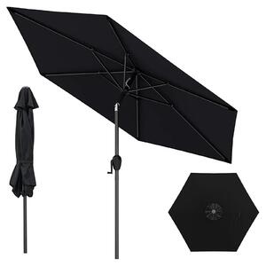 KOMFOTTEU 2,3 m parasol ogrodowy z podwójn czasz, parasol uchylny z korbk i 6 ebrami, parasol rynkowy na taras, balkon