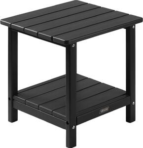 Plastikowy stolik boczny VEVOR, 45x38x44 cm, stolik ogrodowy wykonany z HDPE, stolik balkonowy z 2 pókami, stolik nocny, stolik kawowy, stolik dekoracyjny, odpowiedni na taras, basen, pla, werand, ogród, czarny