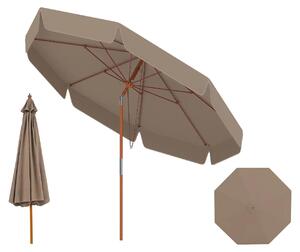 KOMFOTTEU 300 CM Parasol ogrodowy, duy parasol falisty z regulacj nachylenia o 30° za pomoc przycisku, parasol typu marketowego z drewnianym trzonkiem z buku i 8 ebrami z wókna szklanego, parasol wiszcy na taras, patio, basen, pla