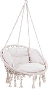 Wiszący fotel BOHO z poduszkami, Ø61cm, beżowy