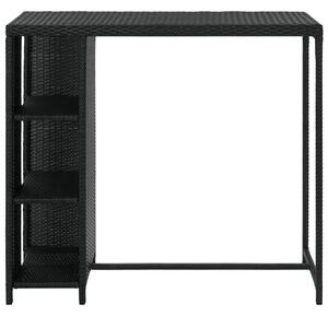 Stolik barowy z półką, czarny, 120x60x110 cm, polirattan