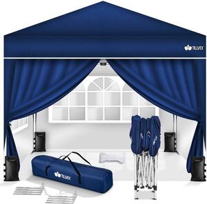 Tillvex altana 3x3m niebieska - z 4 wodoodpornymi panelami bocznymi | skadana altana pop-up z regulacj wysokoci | namiot ogrodowy ochrona UV 50+ | namiot imprezowy z torb do ogrodu