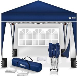 Tillvex altana 3x3m niebieska - z 2 wodoodpornymi panelami bocznymi | skadana altana pop-up z regulacj wysokoci | namiot ogrodowy ochrona UV 50+ | namiot imprezowy z torb do ogrodu