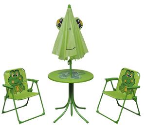 3-cz. dziecięcy zestaw mebli do ogrodu, z parasolem, zielony