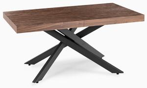 Stół Prostokątny Rozkładany HAMPTON 160-240 cm Orzech/Czarny do Jadalni Nowoczesny Loft