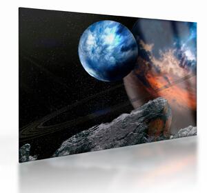 Obraz na szkle planety w kosmosie (70x50 cm)