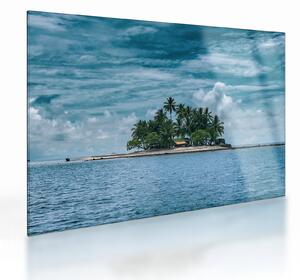 Obraz na szkle - wyspa na morzu (70x50 cm)