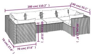 Zestaw Mebli Ogrodowych Komplet Wypoczynkowy Z Poduszkami 6-Częściowy Brązowy Rattan Na Taras Balkon Ogród